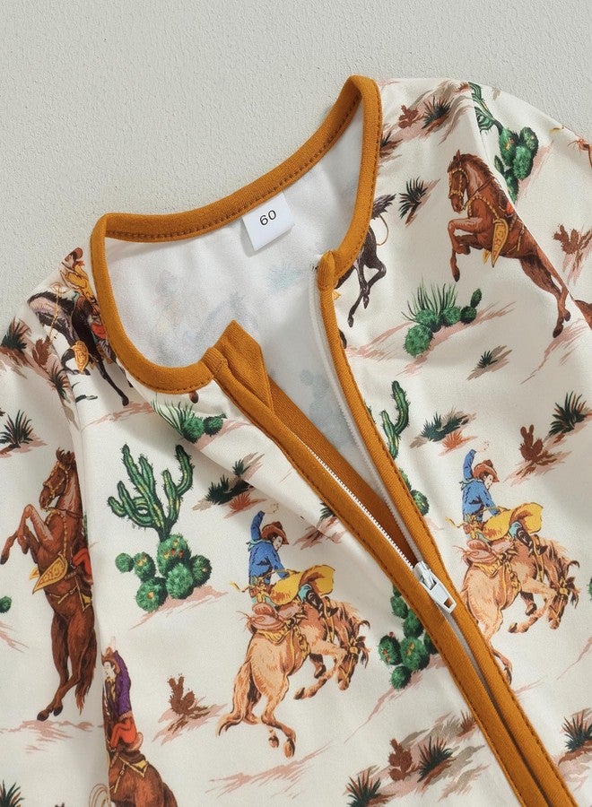 Lamuusaa Western Baby Girl Boy Clothes Long Sleeve Cow Print Romper Zipper Bodysuit Jumpsuit One Piece Fall Winter Outfit - Image 3