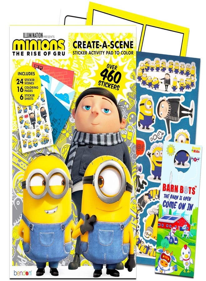 Minions Despicable Me Create a Scene Sticker Activity Book - Bundle with Coloring Pages & More | Minions Sticker Books for Kids 3+ - Image 1