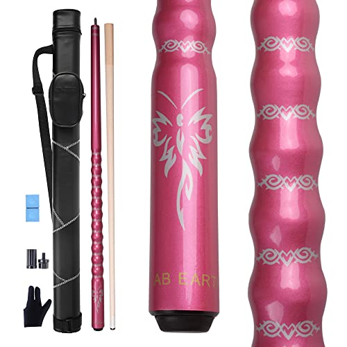AB Earth Ergonomic Design 13mm Tip 58 Maple Pool Cue Stick Kit with Hard Case Pink 19oz - Image 1