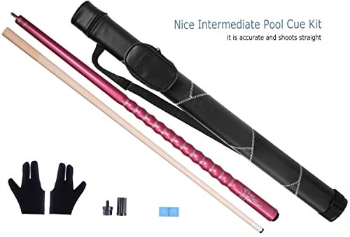 AB Earth Ergonomic Design 13mm Tip 58 Maple Pool Cue Stick Kit with Hard Case Pink 19oz - Image 3