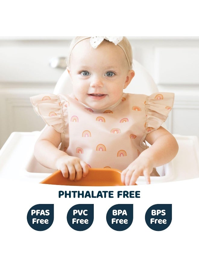 Tiny Twinkle Mess Proof Baby Bib - Waterproof & Lightweight Baby-Led Weaning Apron | 100% Recycled Polyester, Easy Clean & Machine Washable (Boho Rainbow, Small 6-24 Months) - Image 2
