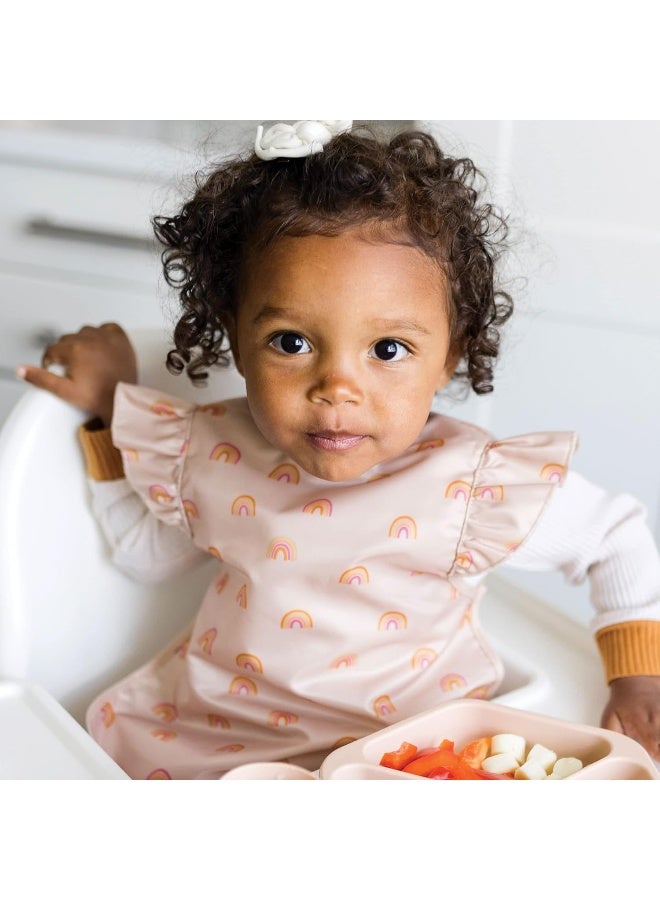Tiny Twinkle Mess Proof Baby Bib - Waterproof & Lightweight Baby-Led Weaning Apron | 100% Recycled Polyester, Easy Clean & Machine Washable (Boho Rainbow, Small 6-24 Months) - Image 4