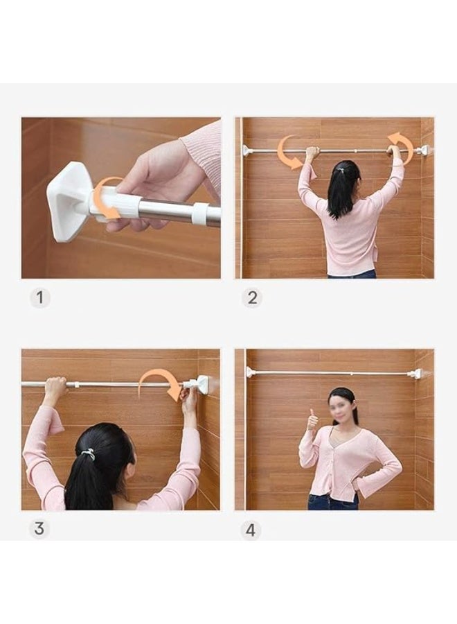 Adjustable Tension Shower Curtain Rod No Drill Extendable Stainless Steel Spring Rod for Bathroom Closet Window Laundry Hanging Pole Heavy Duty Rust Resistant Easy Installation - Image 4