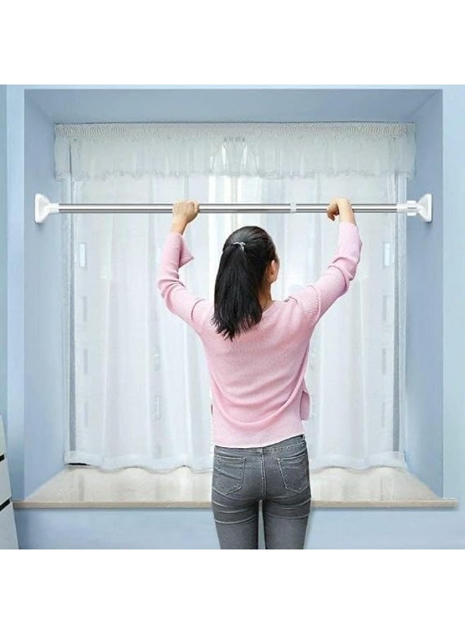 Adjustable Tension Shower Curtain Rod No Drill Extendable Stainless Steel Spring Rod for Bathroom Closet Window Laundry Hanging Pole Heavy Duty Rust Resistant Easy Installation - Image 3