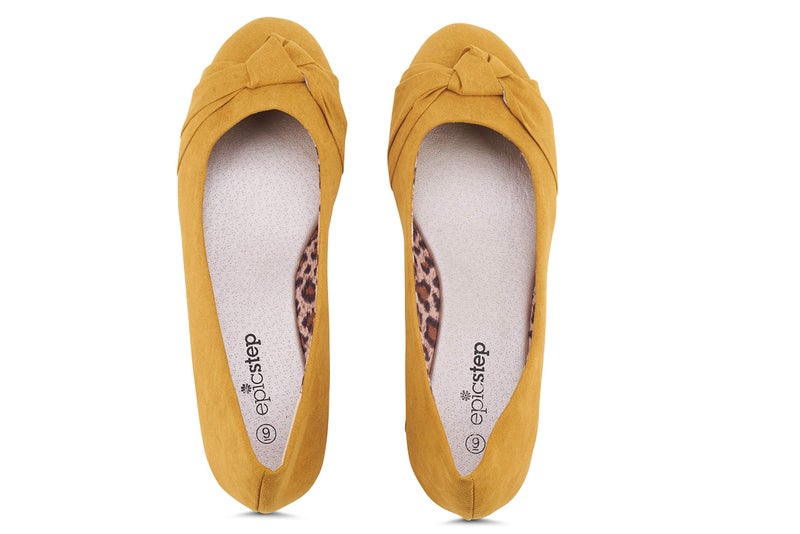 Epic Step Ballet Flats for Women Comfortable Flat Shoes for Women Dressy Casual Round Toe Flats, Mustard, Size 6 - Image 3