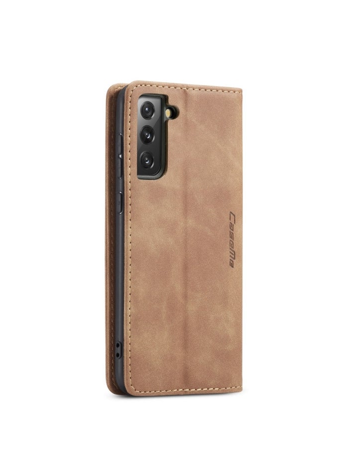 CaseMe CaseMe Samsung Galaxy S21FE Case Wallet, for Samsung Galaxy S21FE Wallet Case Book Folding Flip Folio Case with Magnetic Kickstand Card Slots Protective Cover - Brown  - Image 3