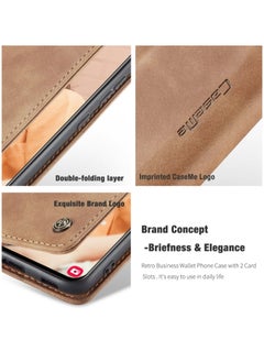 CaseMe CaseMe Samsung Galaxy S21FE Case Wallet, for Samsung Galaxy S21FE Wallet Case Book Folding Flip Folio Case with Magnetic Kickstand Card Slots Protective Cover - Brown  - Image 4