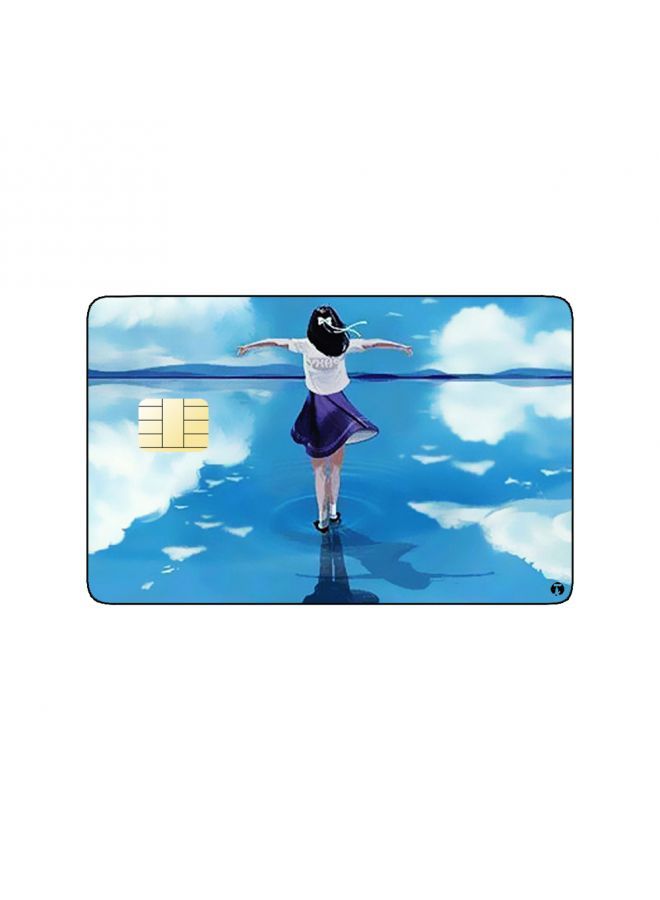RKN PRINTED BANK CARD STICKER Beautiful Girl Drawing With Blue Sky - Image 2