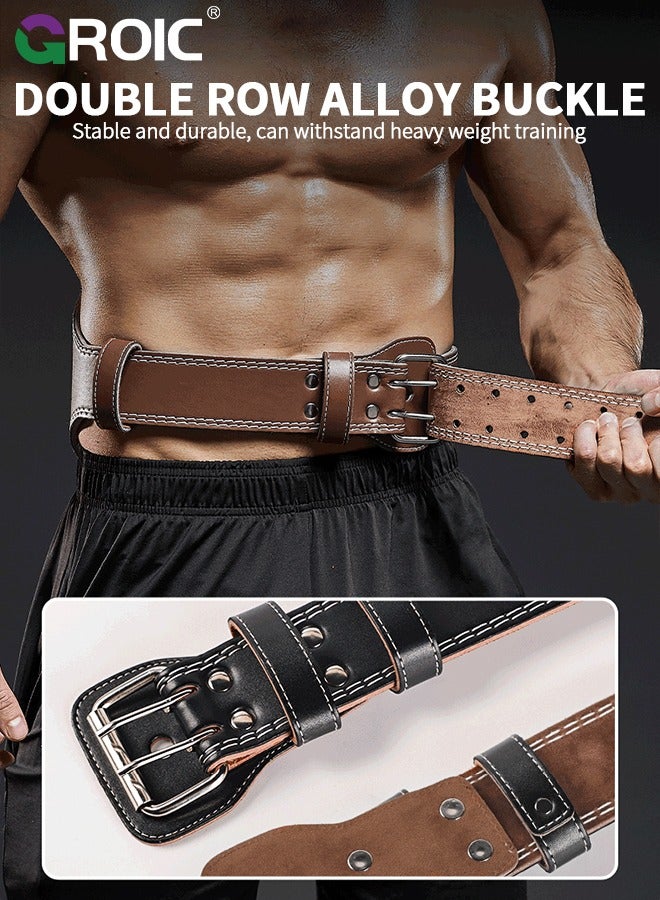 GROIC 15cm Wide Weight Lifting Belt for Men & Women, Leather Lifting Belts Gym Weight Belt Lumbar Back Support for Weightlifting, Powerlifting, Strength Training, Squats and Deadlift Workout (M) - Image 4