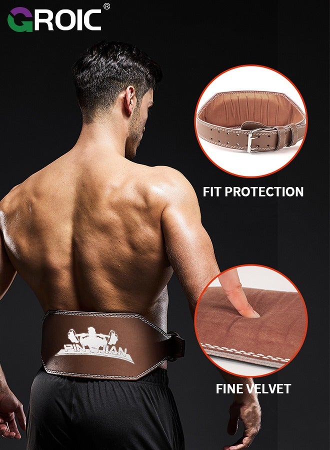 GROIC 15cm Wide Weight Lifting Belt for Men & Women, Leather Lifting Belts Gym Weight Belt Lumbar Back Support for Weightlifting, Powerlifting, Strength Training, Squats and Deadlift Workout (M) - Image 2