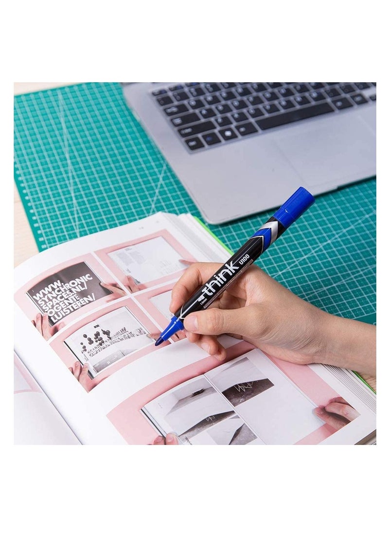 Deli 12-Piece Permanent Marker Bullet Tip Blue Ink  - Image 4