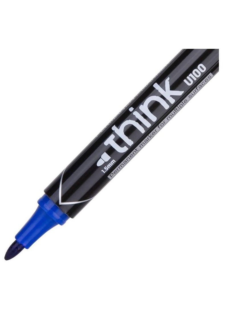 Deli 12-Piece Permanent Marker Bullet Tip Blue Ink  - Image 3