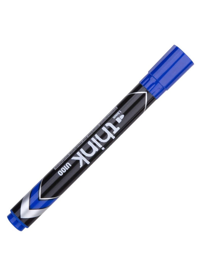 Deli 12-Piece Permanent Marker Bullet Tip Blue Ink  - Image 2