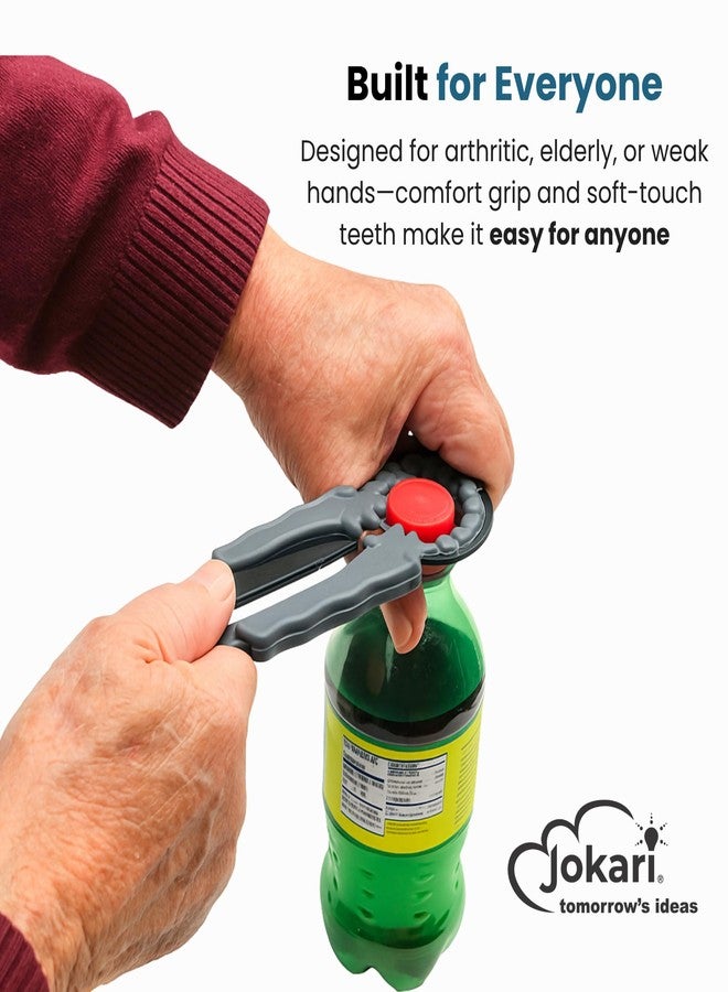 Jokari Multi Bottle Opener for Jars Bottles and Cans 3 in 1 Easy Grip Lid Opener for Weak Hands Twist Caps Pull Tabs Pop Tops and Small Lids Arthritis Aid Manual Kitchen Tool Black - Image 2