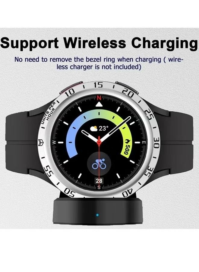 Compatible for Samsung Watch 5 Pro Bezel Ring Stainless Steel Anti Scratch Adhesive Frame Lightweight Watch Bezel Cover for Galaxy Watch 5 Pro 45mm Silver - Image 5