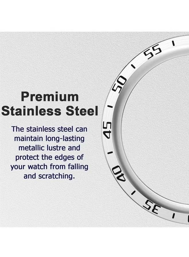 Compatible for Samsung Watch 5 Pro Bezel Ring Stainless Steel Anti Scratch Adhesive Frame Lightweight Watch Bezel Cover for Galaxy Watch 5 Pro 45mm Silver - Image 4