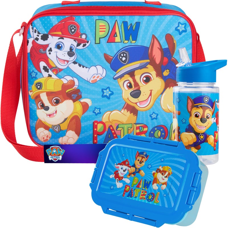 Get Trend Paw Patrol Water Bottle Lunch Box Lunch Bag Kids Set 3 Pcs Insulated Snack Bag for School Travel Gifts for Kids Blue Paw Patrol