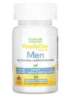 Super Nutrition SimplyOne Men’s Multivitamin + Supporting Herbs Wild-Berry 30 Chewable Tablets 