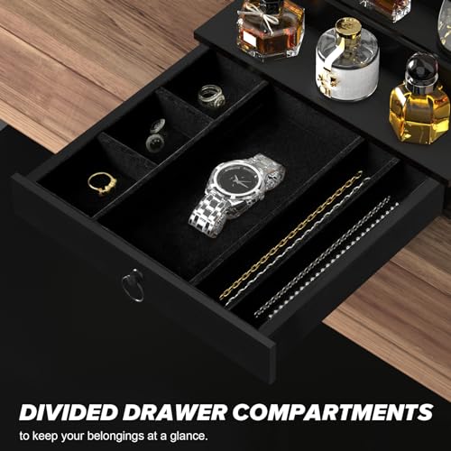upcessory Cologne Organizer for Men, 4 Tier Black Wood Perfume Organizer with Felt Lining Drawer and Hidden Compartment, Perfume Display Holder, A Gift for Men - Image 4