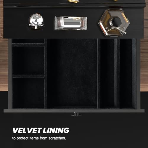 upcessory Cologne Organizer for Men, 4 Tier Black Wood Perfume Organizer with Felt Lining Drawer and Hidden Compartment, Perfume Display Holder, A Gift for Men - Image 3