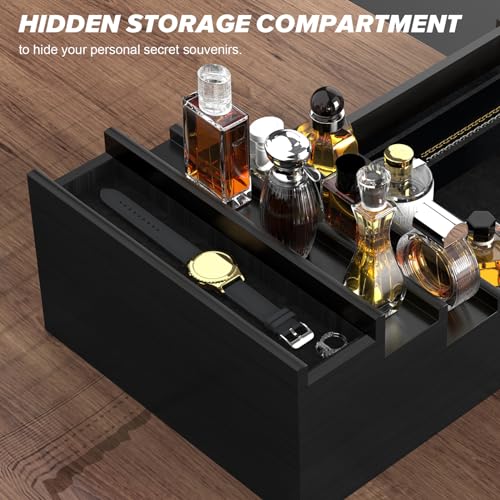 upcessory Cologne Organizer for Men, 4 Tier Black Wood Perfume Organizer with Felt Lining Drawer and Hidden Compartment, Perfume Display Holder, A Gift for Men - Image 2