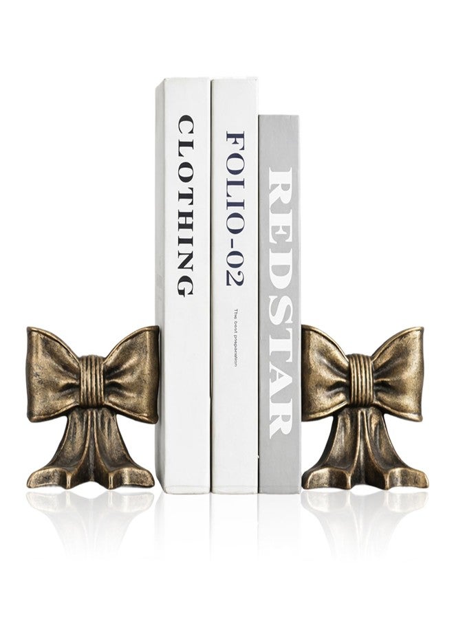 MSUMPTU Metal Bookends Set of 2, Heavy Duty Book Ends for Heavy Books, Autumn Copper Decorative Bookends for Shelves Desk Office Home Decor - Image 1
