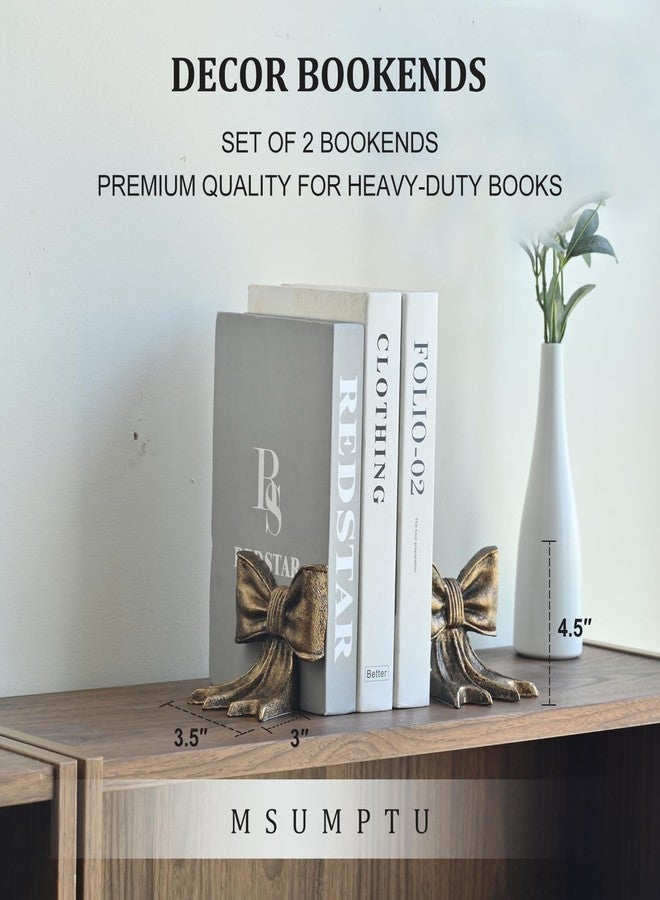 MSUMPTU Metal Bookends Set of 2, Heavy Duty Book Ends for Heavy Books, Autumn Copper Decorative Bookends for Shelves Desk Office Home Decor - Image 3