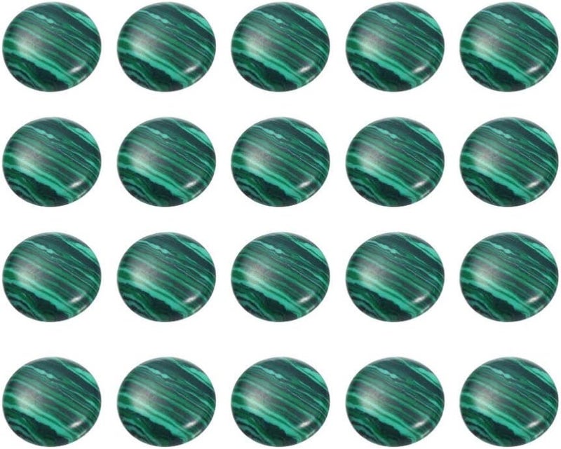 comfrt 20pcs Natural Half Round Flat Back Cabochons Stones Beads Malachite Semi Precious Gemstones Dome Cameos for Jewelry Making 14mm - Image 1