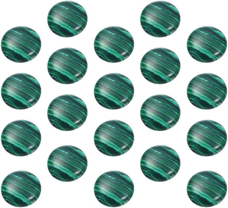 comfrt 20pcs Natural Half Round Flat Back Cabochons Stones Beads Malachite Semi Precious Gemstones Dome Cameos for Jewelry Making 14mm - Image 3