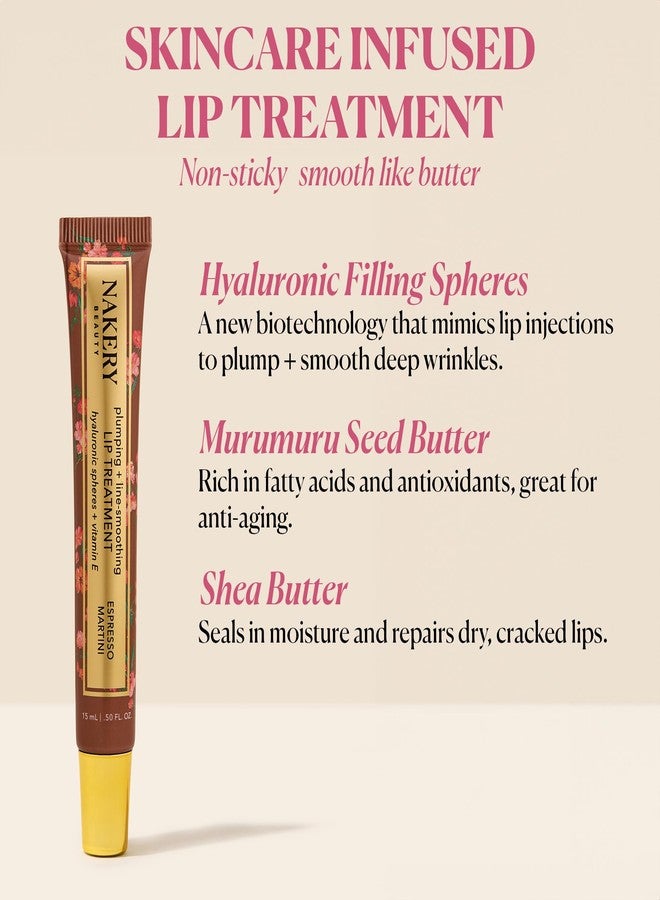 Nakery Plumping Lip Treatment for Dry Cracked Lips - Line Smoothing Lip Plumper for Women with Hyaluronic Acid Serum for Lips - Non Sticky Lip Gloss Plumper for Petal Soft Lips - Espresso Martini - Image 2