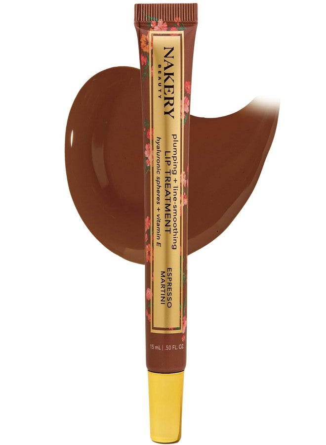 Nakery Plumping Lip Treatment for Dry Cracked Lips - Line Smoothing Lip Plumper for Women with Hyaluronic Acid Serum for Lips - Non Sticky Lip Gloss Plumper for Petal Soft Lips - Espresso Martini - Image 1