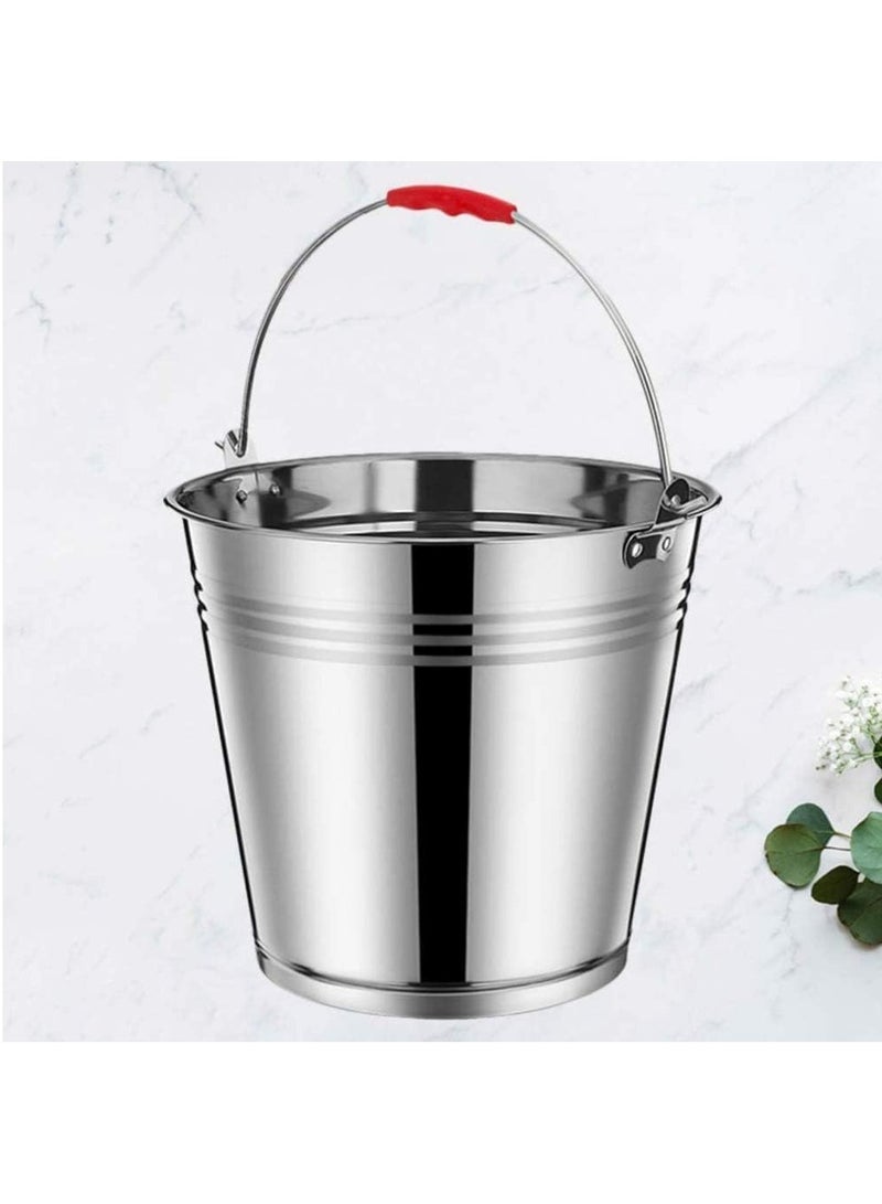 MARKQ Metal Bucket 10L Strong Galvanized Steel Bucket with Handle, Heavy Duty General Purpose Strong Cleaning Bucket for Outdoor Cool Drinks Garden Storage Waste Ash Coal Log Fire Water Bucket  - Image 2