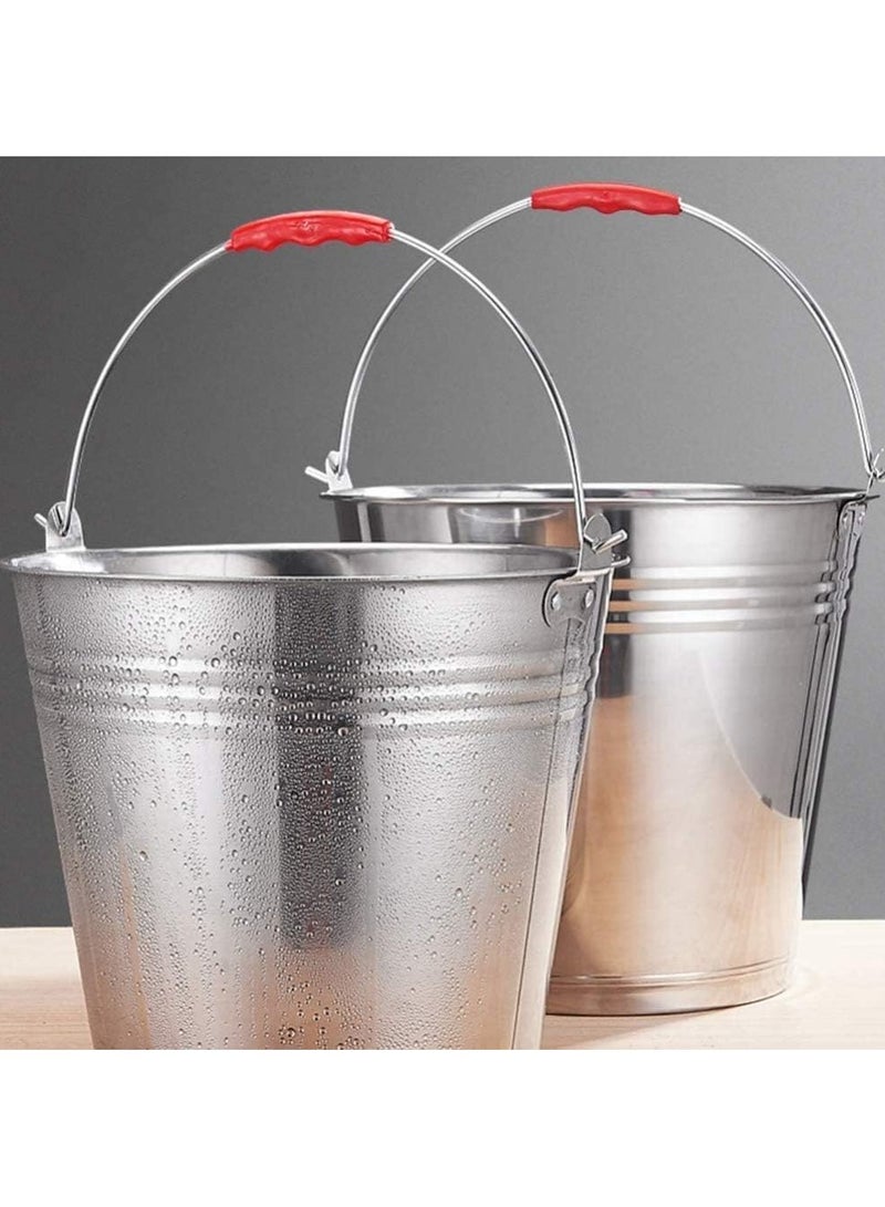 MARKQ Metal Bucket 10L Strong Galvanized Steel Bucket with Handle, Heavy Duty General Purpose Strong Cleaning Bucket for Outdoor Cool Drinks Garden Storage Waste Ash Coal Log Fire Water Bucket  - Image 3