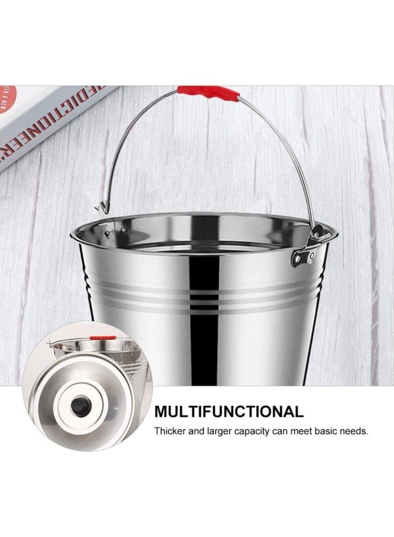 MARKQ Metal Bucket 10L Strong Galvanized Steel Bucket with Handle, Heavy Duty General Purpose Strong Cleaning Bucket for Outdoor Cool Drinks Garden Storage Waste Ash Coal Log Fire Water Bucket  - Image 5