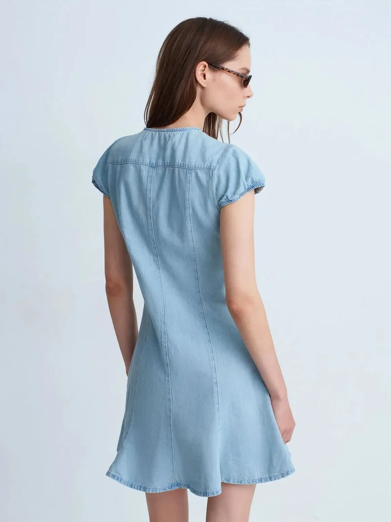 Dilvin Dilvin Mini Denim A-line Dress