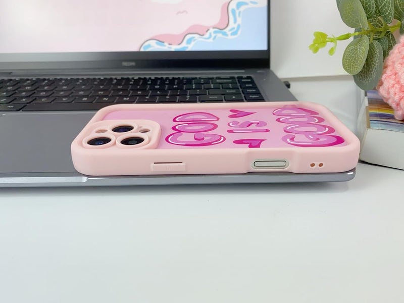 COVERLY Inspirational Heart Design Back Case for iPhone 15 | Hot Inspirational God is Good Cute Vibe | Camera Lens Protection | Soft TPU Silicone Aesthetic Cover for Girls & Women (Pink,Shockproof) - Image 5