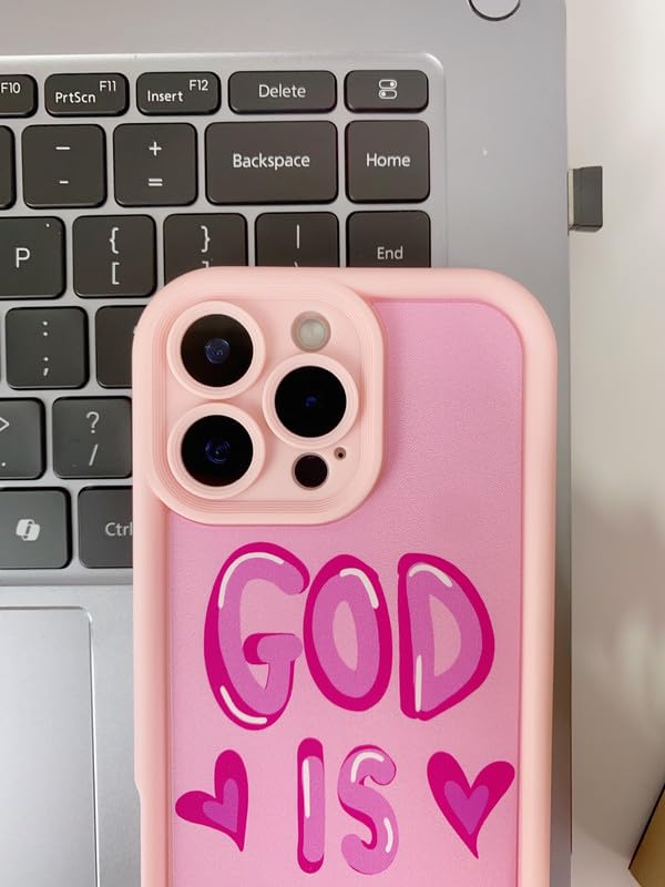 COVERLY Inspirational Heart Design Back Case for iPhone 15 | Hot Inspirational God is Good Cute Vibe | Camera Lens Protection | Soft TPU Silicone Aesthetic Cover for Girls & Women (Pink,Shockproof) - Image 3