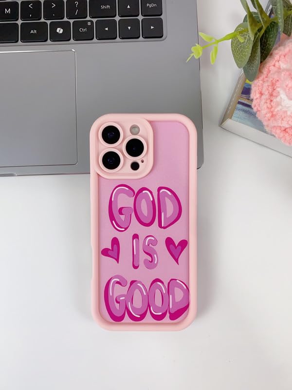 COVERLY Inspirational Heart Design Back Case for iPhone 15 | Hot Inspirational God is Good Cute Vibe | Camera Lens Protection | Soft TPU Silicone Aesthetic Cover for Girls & Women (Pink,Shockproof) - Image 2