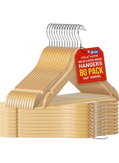 CityRiya-Long Wooden Hanger 80 Pieces Non-Slip Coat Hangers Suit Hangers Heavy Duty Robe Hangers for Closet Versatile Closet Space-Saving Hanger Pant Bar Clothes Hangers for Shirts, Jackets, Dress, Pants  - Image 1