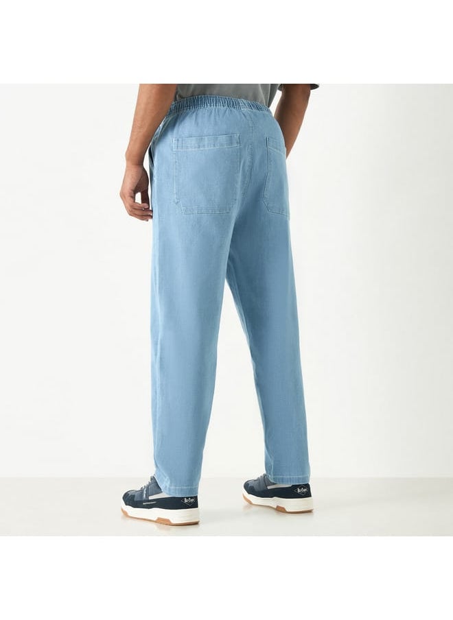 Lee Cooper Lee Cooper Solid Relaxed Fit Pants with Pockets  - Image 3