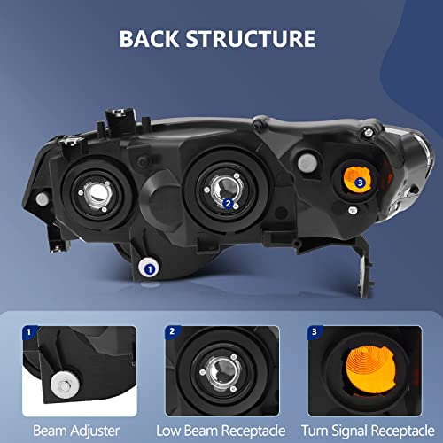 ECCPP Headlight Assembly Pair For Honda Civic Coupe 2006-2011 2 Door Coupe Black Housing Amber Reflector Clear Lens Driver and Passenger Side - Image 3