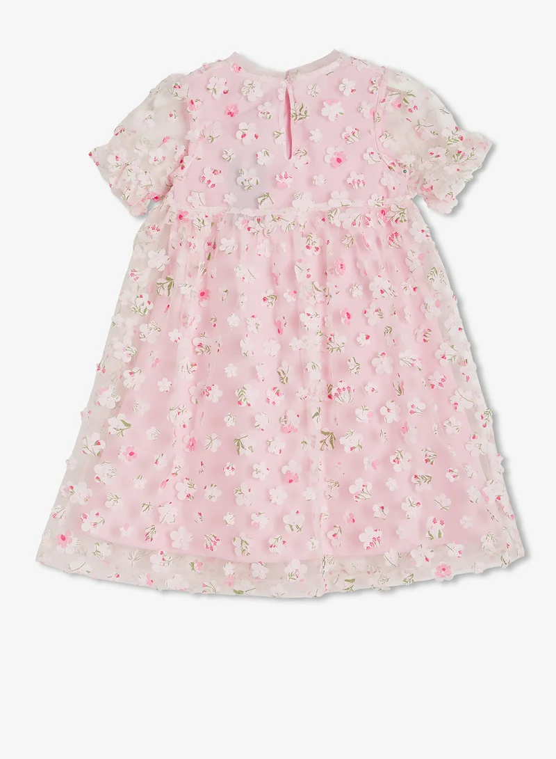 ريبلز مع نمشي Girls Blush Floral Tulle Party Dress
