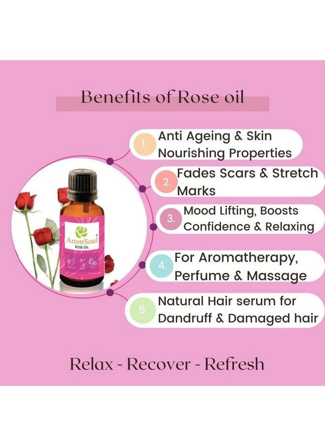 Aromsoul - Pure Jasmine & Rose Essential Oil 15 Ml Each ; Combo Pack Of 2 Oils For Hair Skin Face ; Therapeutic & Aromatherapy Grade ; - Image 1