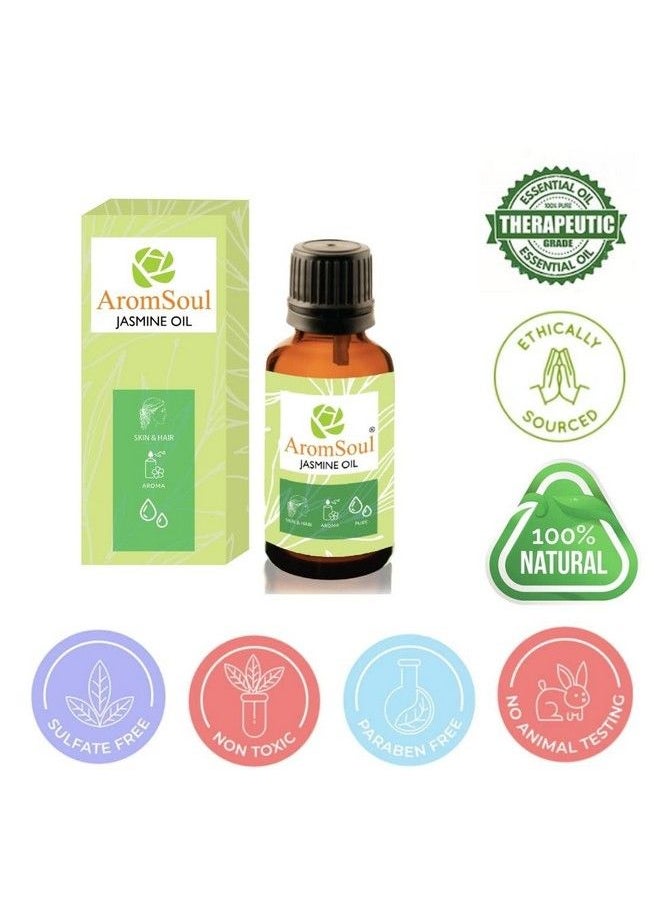 Aromsoul - Pure Jasmine & Rose Essential Oil 15 Ml Each ; Combo Pack Of 2 Oils For Hair Skin Face ; Therapeutic & Aromatherapy Grade ; - Image 1