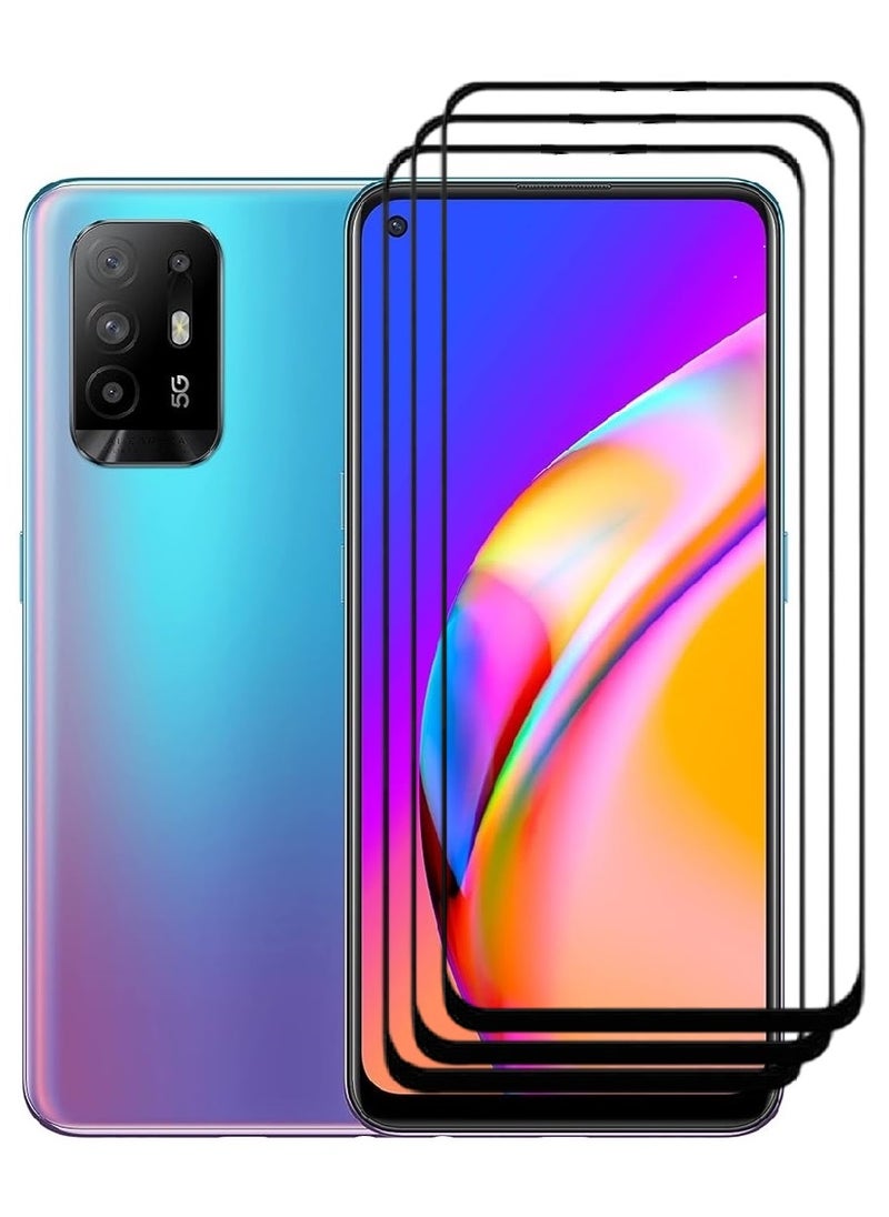 AINA 3 Pieces Tempered Glass Screen Protector 5D Designed For Oppo A94 5G Full Glue Edge to Edge Full Screen Coverage And Bubble Free - Image 1