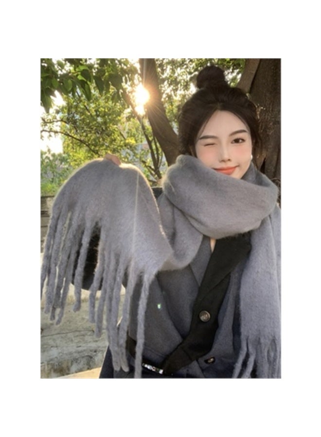 Shein Premium Quality Unisex Soft Wool Scarf – Warm Winter Shawl with Color Changing Effect - Scarf (Grey, One Size) - Image 1