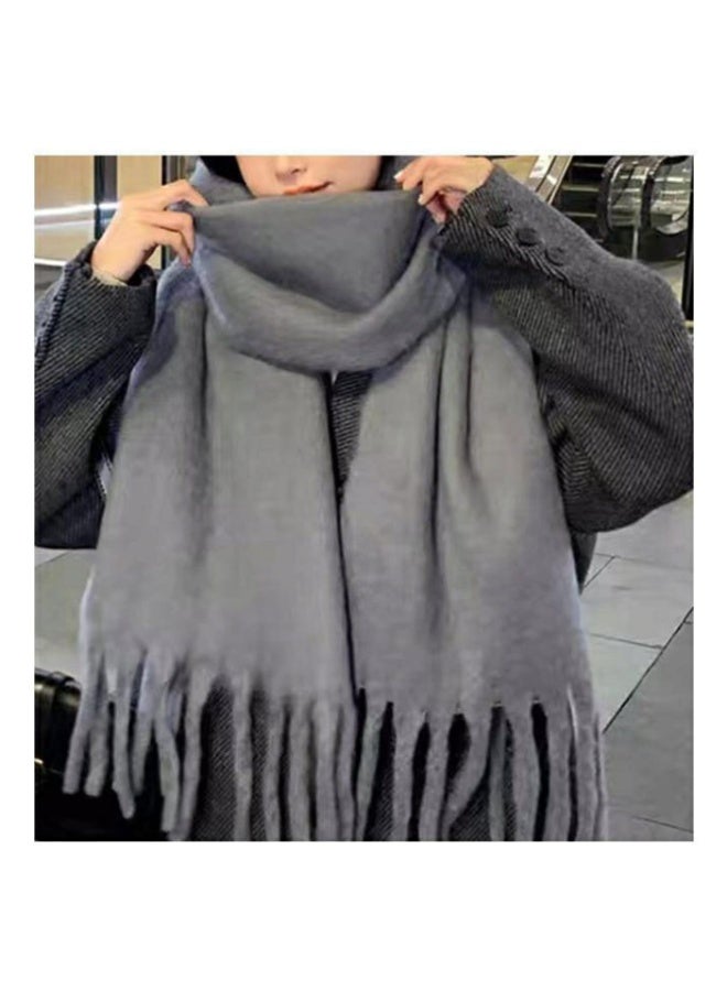 Shein Premium Quality Unisex Soft Wool Scarf – Warm Winter Shawl with Color Changing Effect - Scarf (Grey, One Size) - Image 2