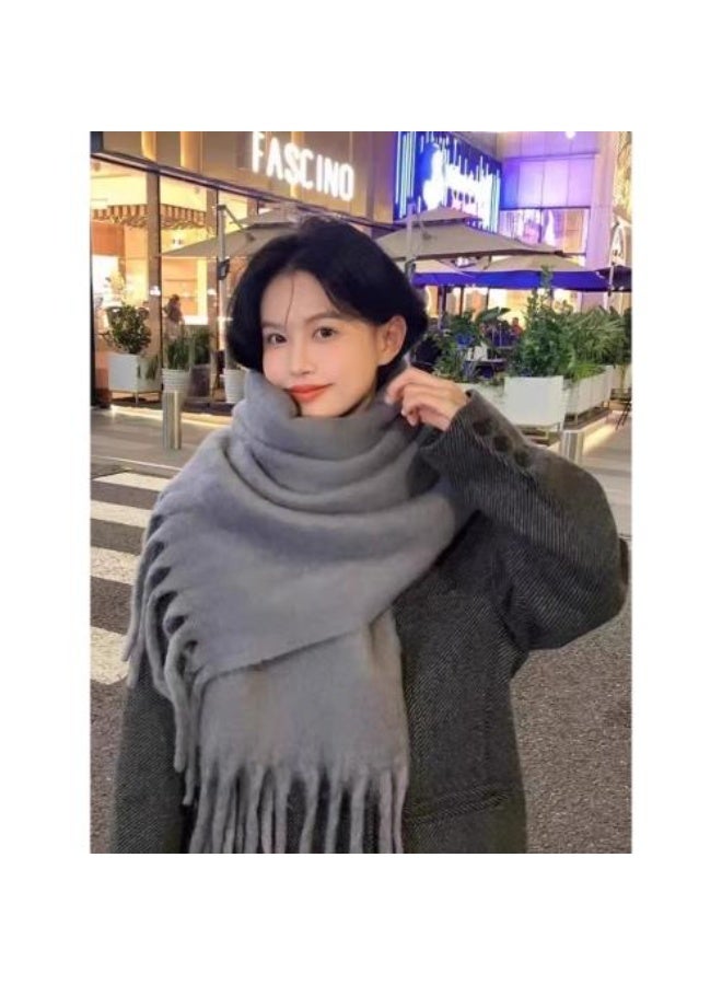 Shein Premium Quality Unisex Soft Wool Scarf – Warm Winter Shawl with Color Changing Effect - Scarf (Grey, One Size) - Image 3