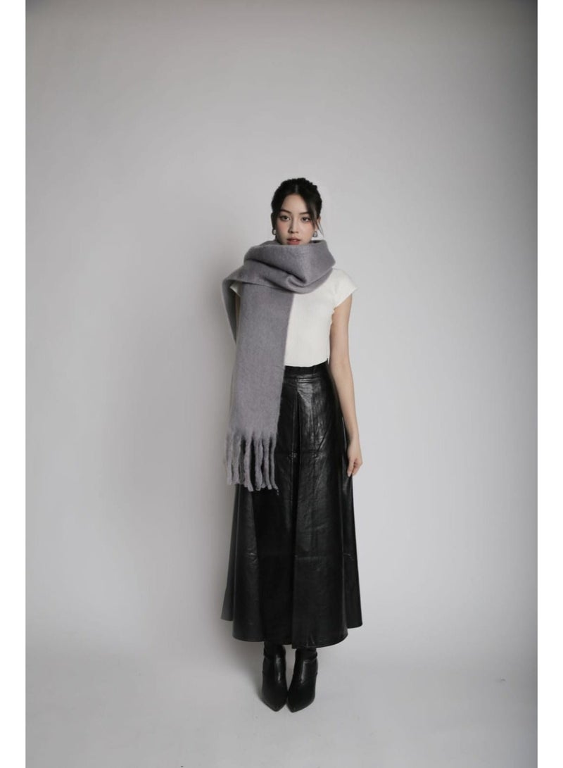 Shein Premium Quality Unisex Soft Wool Scarf – Warm Winter Shawl with Color Changing Effect - Scarf (Grey, One Size) - Image 5