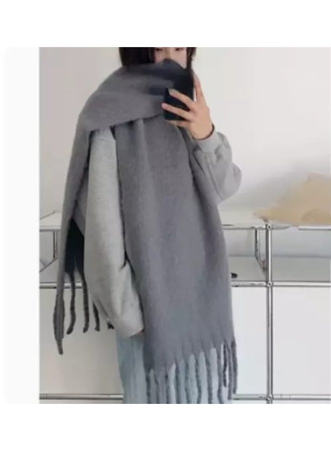 Shein Premium Quality Unisex Soft Wool Scarf – Warm Winter Shawl with Color Changing Effect - Scarf (Grey, One Size) - Image 4